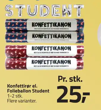 Fleggaard Konfettirør el. Folieballon Student tilbud