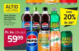 Fleggaard Pepsi, Mirinda, Faxe Kondi el. Mountain Dew tilbud