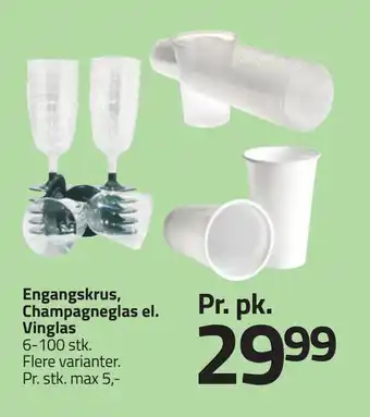 Fleggaard Engangskrus, Champagneglas el. Vinglas tilbud