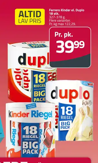 Fleggaard Ferrero Kinder el. Duplo 18 stk tilbud