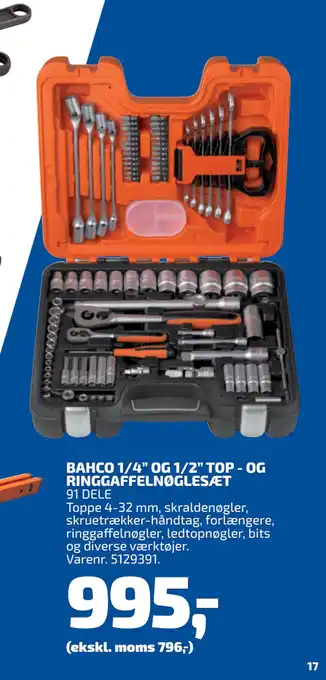 Davidsen BAHCO 1/4” OG 1/2” TOP - OG RINGGAFFELNØGLESÆT tilbud