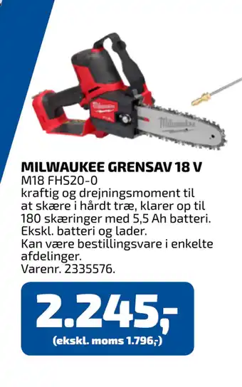 Davidsen MILWAUKEE GRENSAV 18 V tilbud