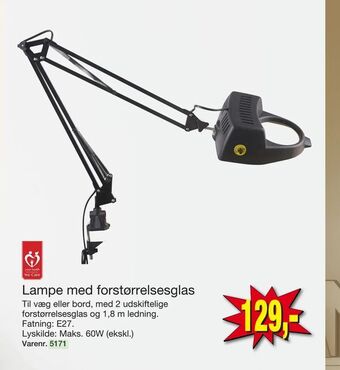 Harald Nyborg Lampe med forstørrelsesglas tilbud