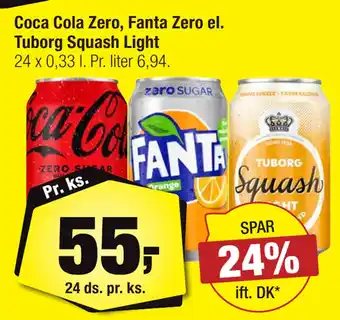 Calle Coca Cola Zero, Fanta Zero el. Tuborg Squash Light tilbud