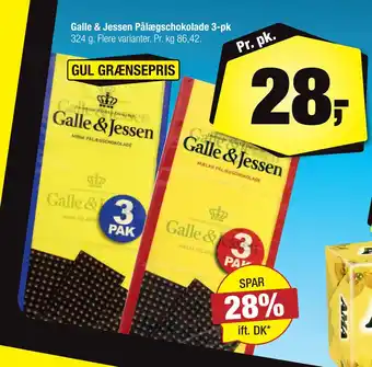 Calle Galle & Jessen Pålægschokolade 3-pk tilbud