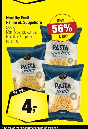 Calle Nordthy Fusilli, Penne el. Suppehorn tilbud