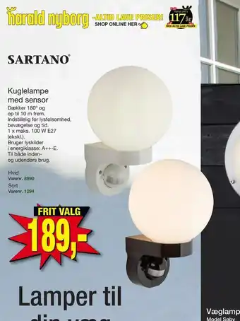 Kuglelampe med sensor