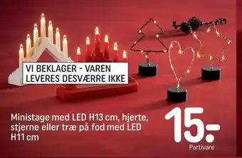 REMA 1000 Ministage med LED H13 cm, hjerte, stjerne eller træ på fod med LED H11 cm tilbud