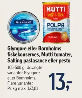 Føtex Glyngøre eller Bornholms fiskekonserves, Mutti tomater tilbud