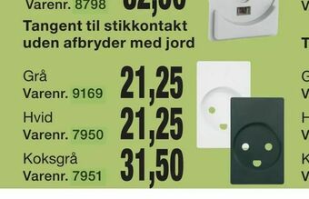 Harald Nyborg Tangent til stikkontakt uden afbryder med jord tilbud