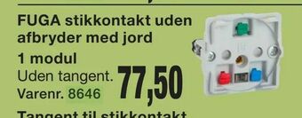Harald Nyborg FUGA stikkontakt uden afbryder med jord 1 modul tilbud