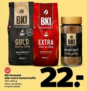 Netto BKI formalet eller extra instant kaffe tilbud
