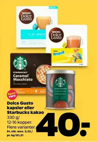 Netto Dolce Gusto kapsler eller Starbucks kakao tilbud