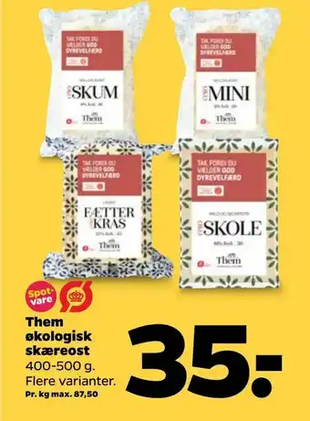 Netto Them økologisk skæreost tilbud