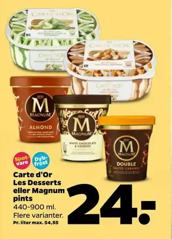Netto Carte d'Or Les Desserts eller Magnum pints tilbud