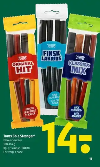 Coop 365 Toms Go'e Stænger tilbud