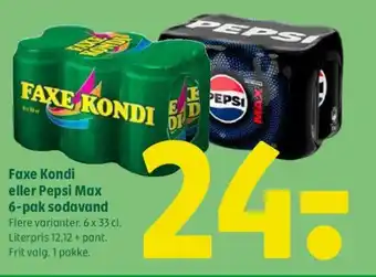 Coop 365 Faxe Kondi eller Pepsi Max 6-pak sodavand tilbud