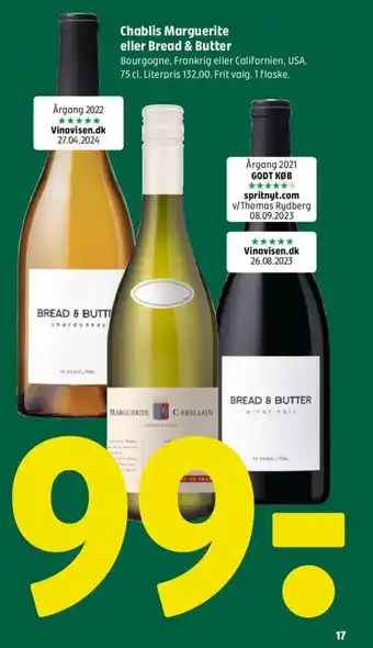 Coop 365 Chablis Marguerite eller Bread & Butter tilbud