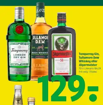 Coop 365 Tanqueray Gin, Tullamore Dew Whiskey eller Jägermeister tilbud