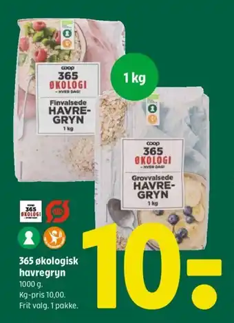 Coop 365 365 økologisk havregryn tilbud