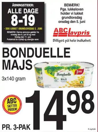 ABC Lavpris BONDUELLE MAJS tilbud