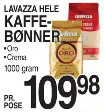 ABC Lavpris LAVAZZA HELE KAFFE- BØNNER tilbud