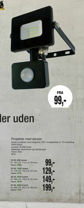 Projektør med sensor