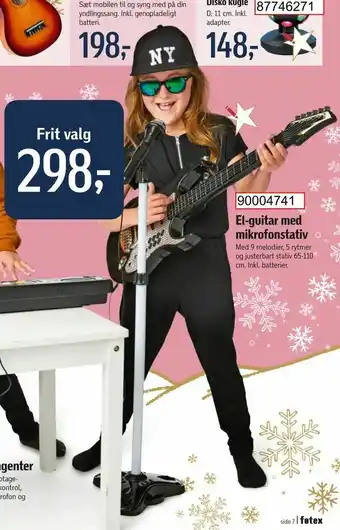 El-guitar med mikrofonstativ