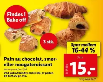 Pain au chocolat, smør- eller nougatcroissant