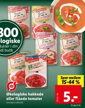 Lidl Økologiske hakkede eller flåede tomater tilbud