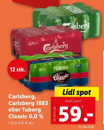 Lidl Carlsberg, Carlsberg 1883 eller Tuborg Classic 0,0 % tilbud