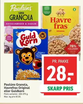 Paulúns Granola, Havrefras Original eller Guldkorn