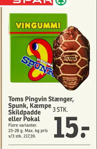 SPAR Toms Pingvin Stænger, Spunk, Kæmpe Skildpadde eller Pokal tilbud