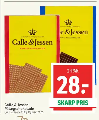SPAR Galle & Jessen Pålægschokolade tilbud
