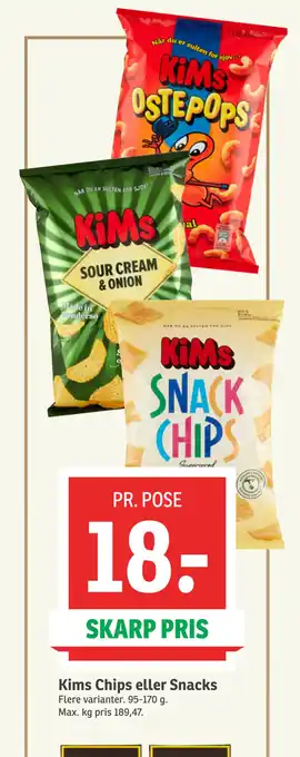 SPAR Kims Chips eller Snacks tilbud