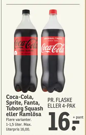 SPAR Coca-Cola, Sprite, Fanta, Tuborg Squash eller Ramlösa tilbud