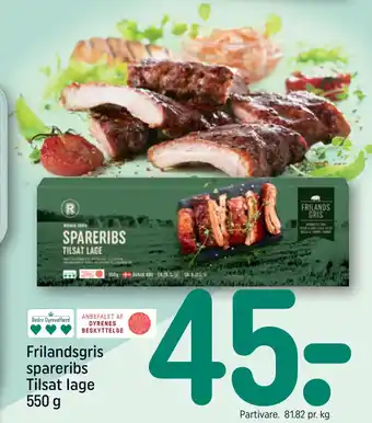 REMA 1000 Frilandsgris spareribs Tilsat lage 550 g tilbud