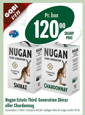 Min Købmand Nugan Estate Third Generation Shiraz eller Chardonnay tilbud