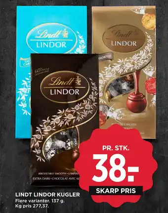 MENY LINDT LINDOR KUGLER tilbud