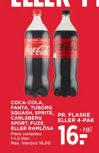 MENY COCA-COLA, FANTA, TUBORG SQUASH, SPRITE, CARLSBERG SPORT, FUZE ELLER RAMLÖSA tilbud