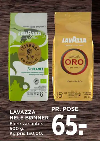 MENY LAVAZZA HELE BØNNER tilbud