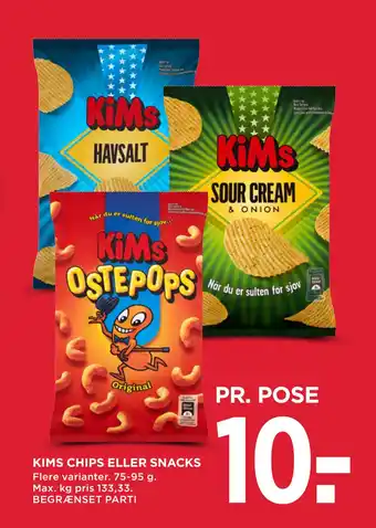 MENY KIMS CHIPS ELLER SNACKS tilbud