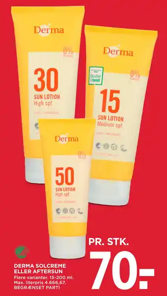 MENY DERMA SOLCREME ELLER AFTERSUN tilbud