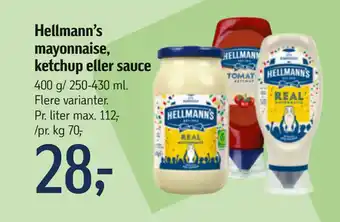 Føtex Hellmann’s mayonnaise, ketchup eller sauce tilbud