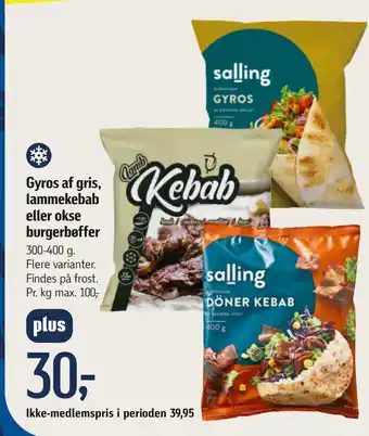 Føtex Gyros af gris, lammekebab eller okse burgerbøffer tilbud