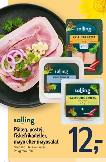 Pålæg, postej, fiskefrikadeller, mayo eller mayosalat