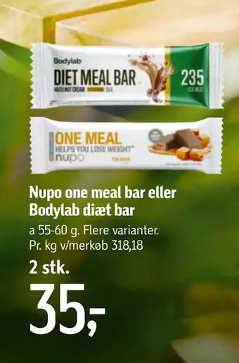 Føtex Nupo one meal bar eller Bodylab diæt bar tilbud