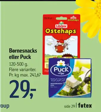 Føtex Børnesnacks eller Puck tilbud