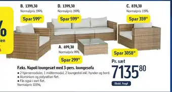 Føtex Napoli loungesæt med 3-pers. loungesofa tilbud