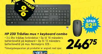 Bilka HP 230 Trådløs mus + keyboard combo tilbud